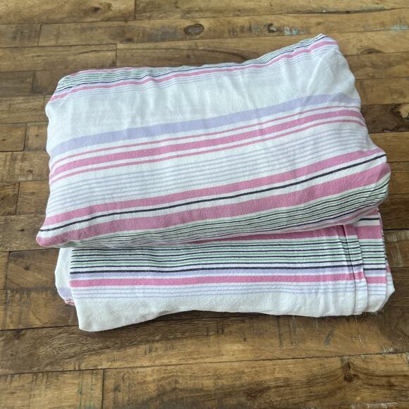 Pottery Barn Teen Queen Sheet Set Pink Striped 1 Fitted 1 Flat 100% Cotton - Picture 6 of 6